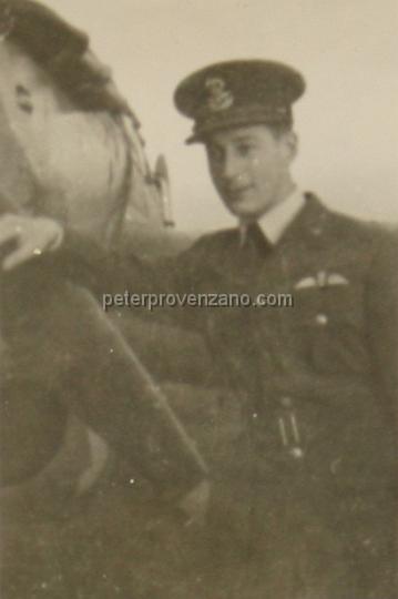 Peter Provenzano Photo Album Image_copy_031.jpg - Nathan Maranz standing in front of Miles Master Mark 1A trainer.  RAF Station Tern Hill, fall of 1940.
